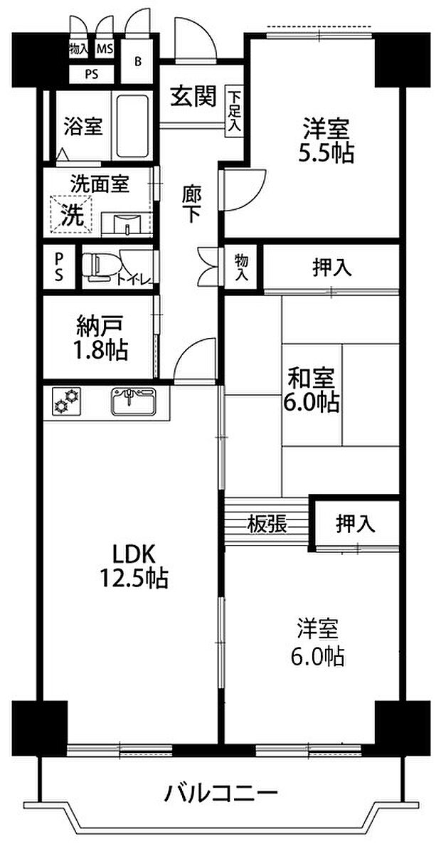 サニーハウス茨木(3SLDK) 7階の間取り図