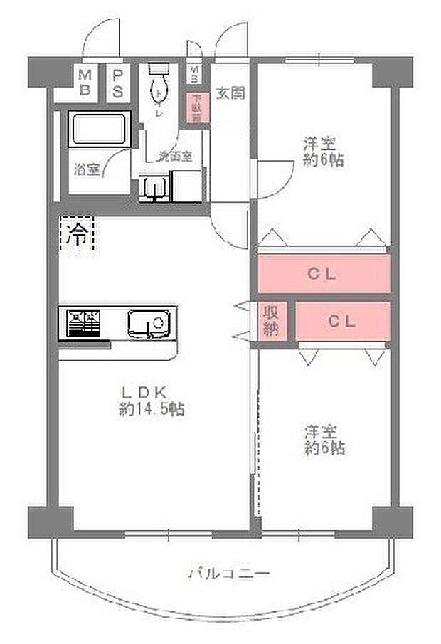 南茨木ハイタウン美沢A棟(2LDK) 10階の間取り図