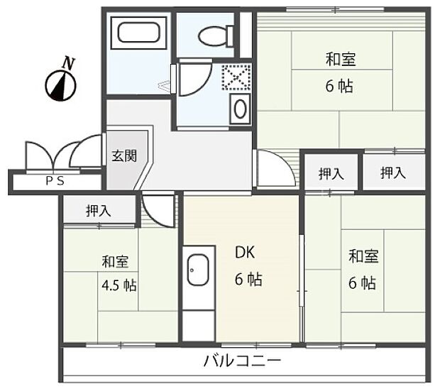 中野島住宅4号棟(3DK) 2階の内観