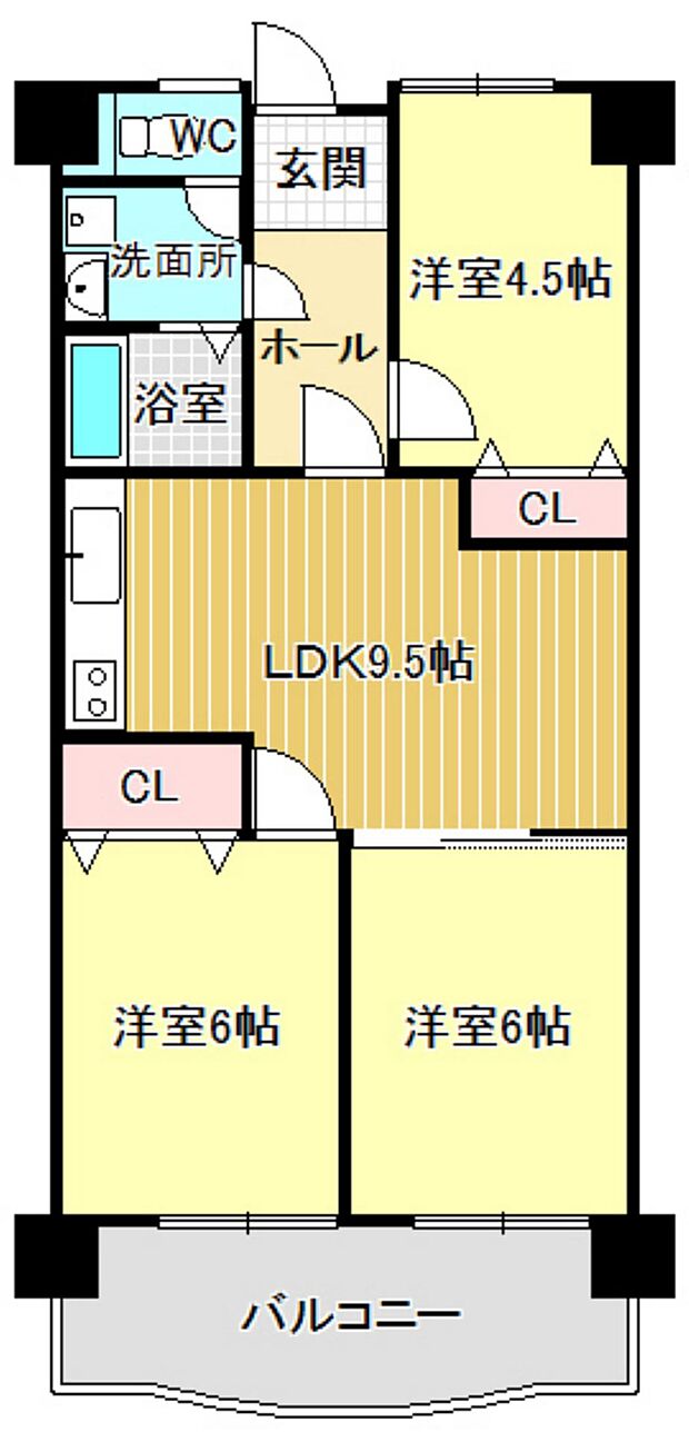 南国マンションニュー貴船(3LDK) 7階/718の間取り図