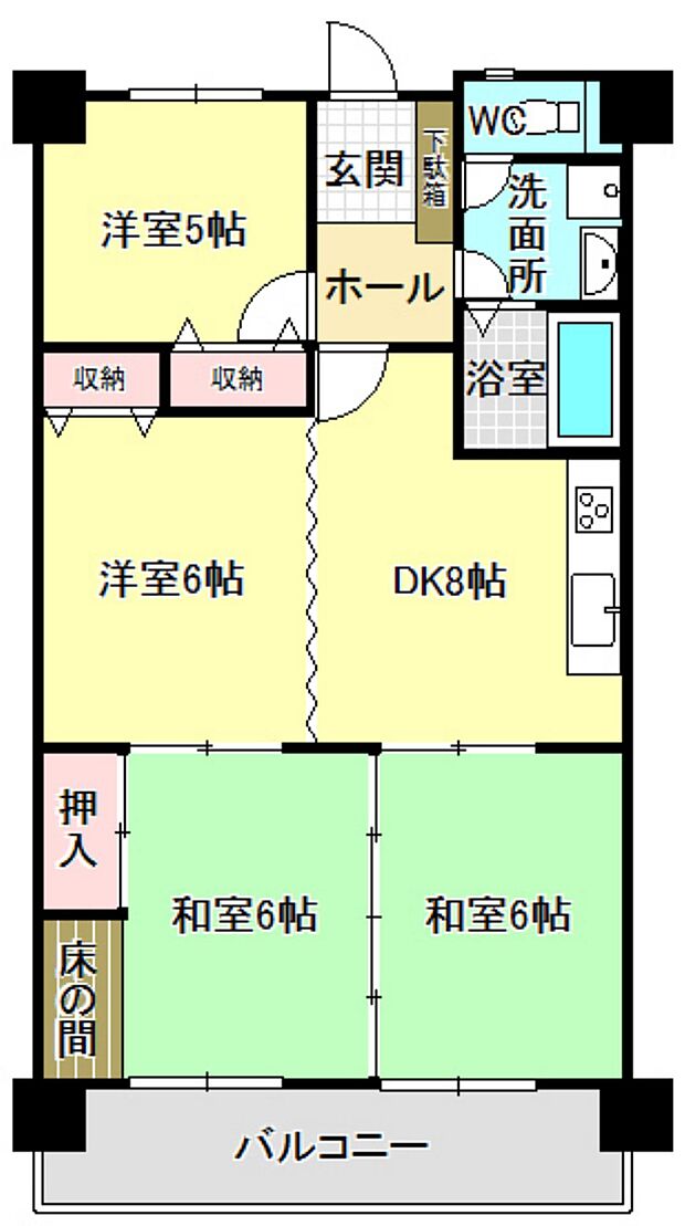 南国マンションニュー貴船(4DK) 7階/712の間取り図