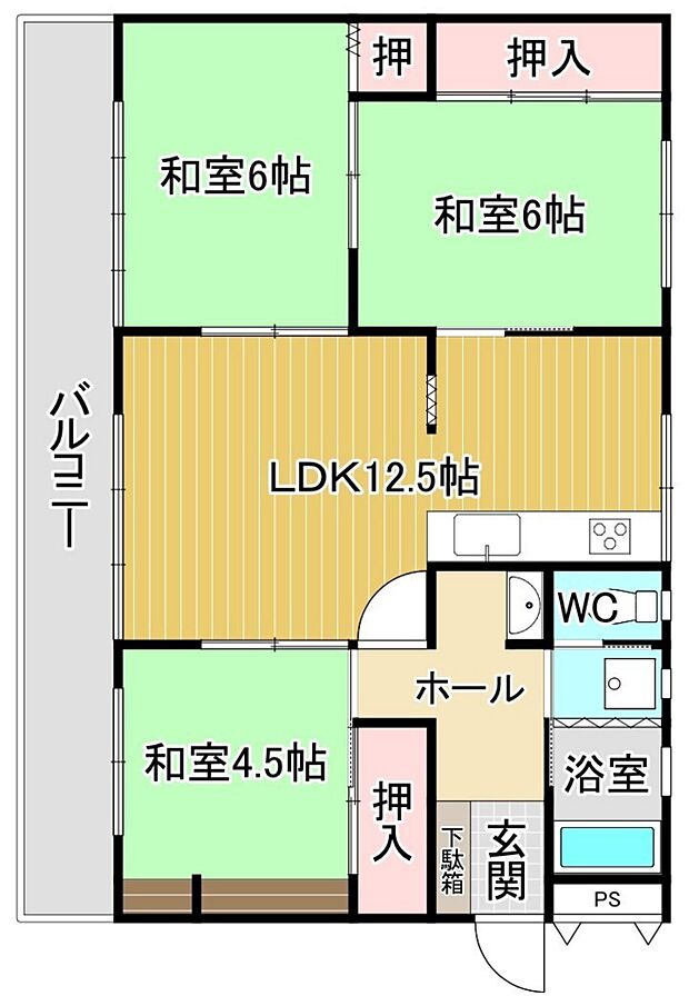 松原団地F棟(3LDK) 4階/402の内観