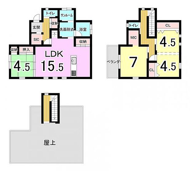 戸建・築1年・モデルハウス分譲(4SLDK)の内観