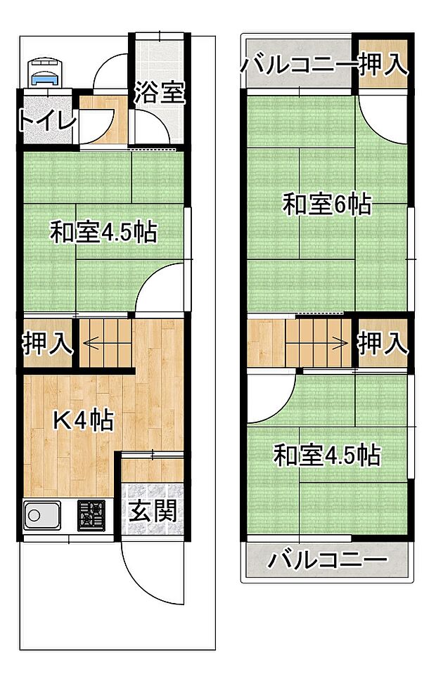 鳥飼下三丁目テラス(東側)(3K)の内観