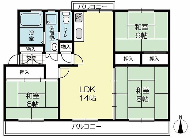 新多聞第三住宅214号棟(3LDK) 4階の内観