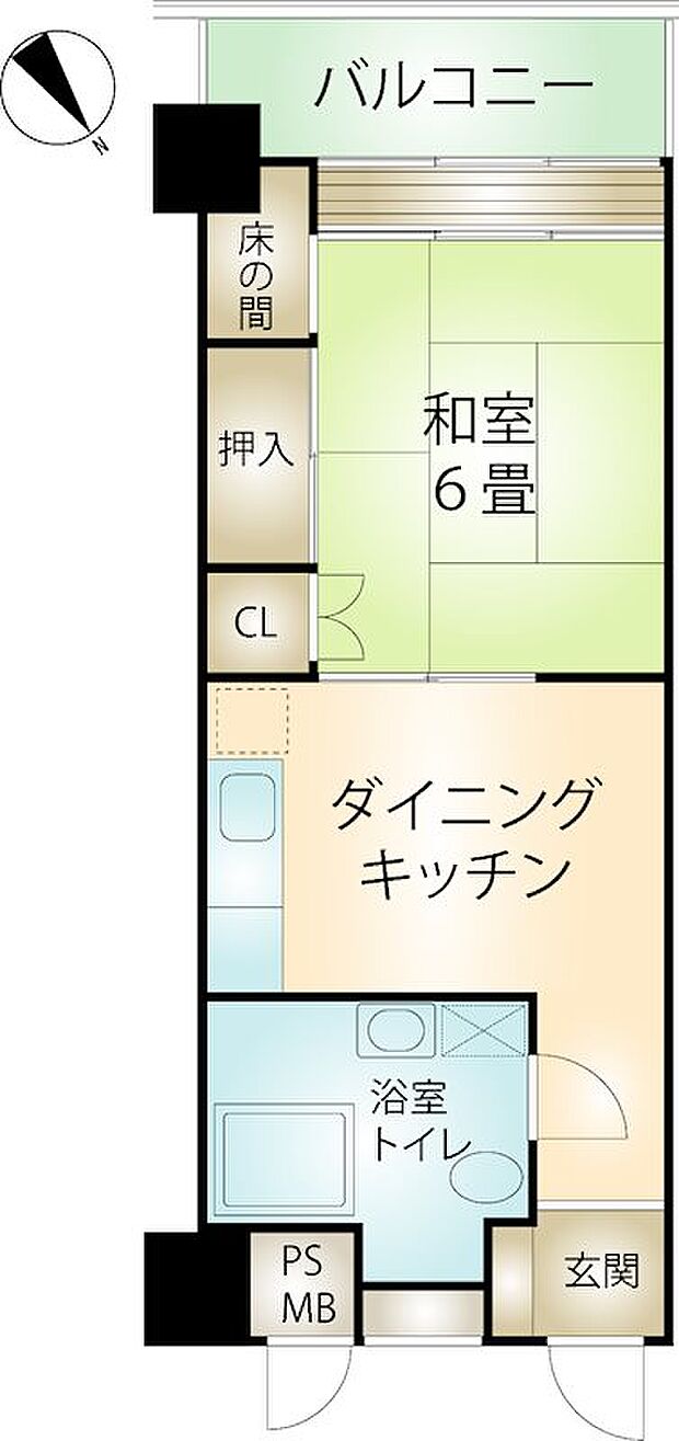 ハイネス来の宮熱海グリーンサイド(1DK) 11階の間取り図