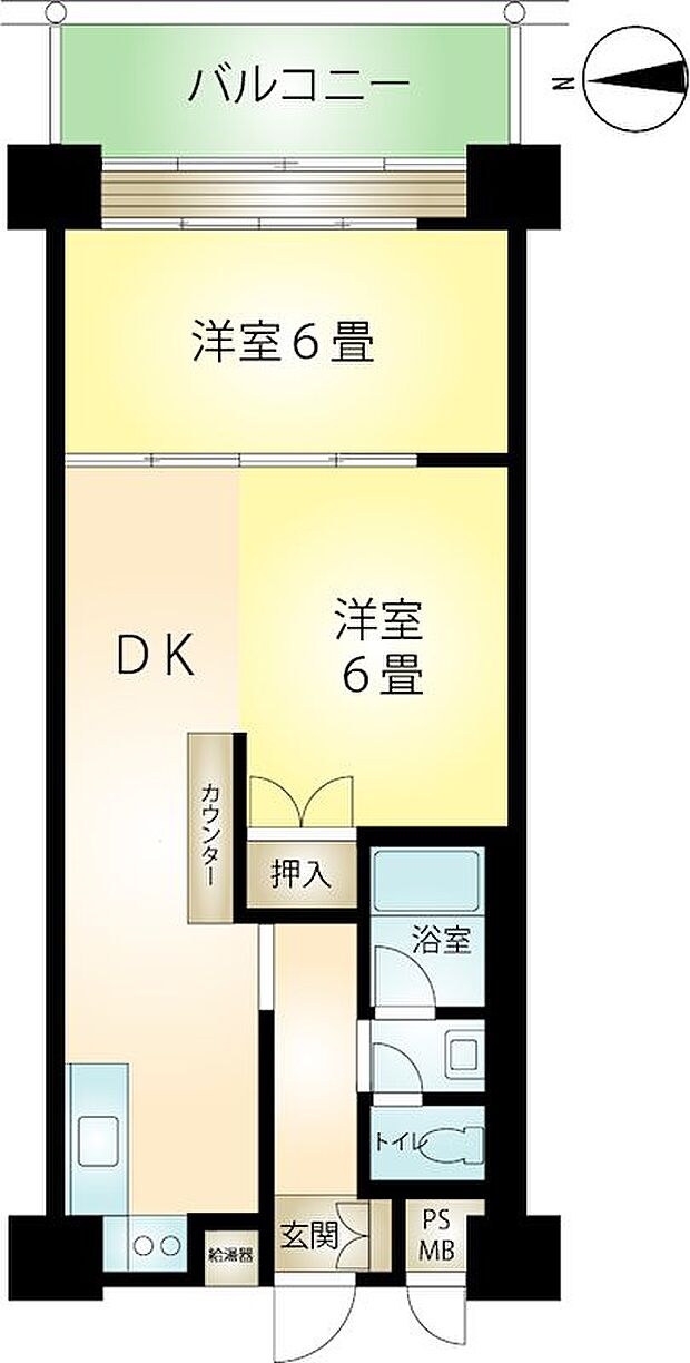 熱海クリフサイド(2DK) 12階の間取り図