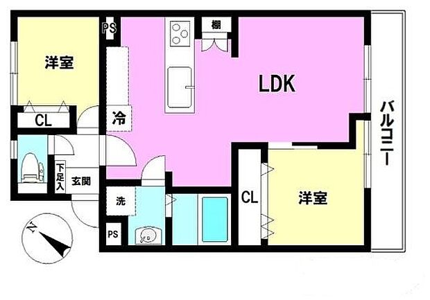 エメラルドマンション東那珂(2LDK) 4階の内観
