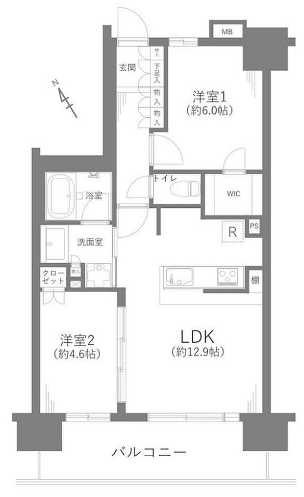 パークプレゾン上福岡(2LDK) 10階/1002号室の間取り図
