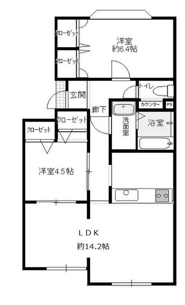 リバーサイドヴィラ西所沢(2LDK) 1階/111号室の間取り図
