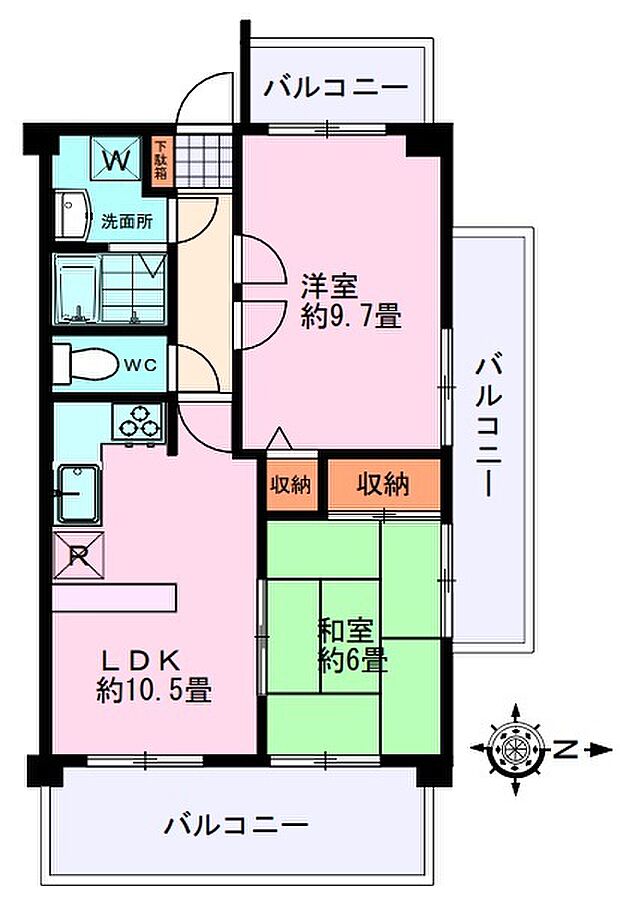 クレメント川越(2LDK) 2階/212号室の間取り図