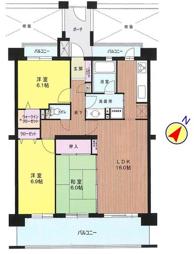 レクセルガーデン東所沢(3LDK) 6階/6階の間取り図