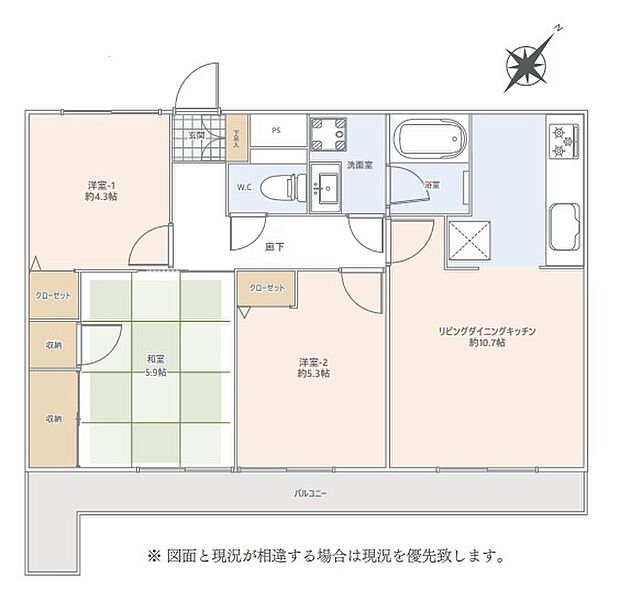 グローリア初穂飯能(3LDK) 2階/201号室の間取り図