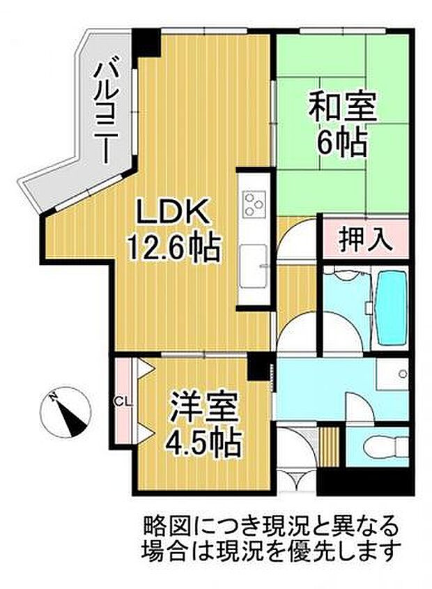 プリオーレ神戸　中古マンション(2LDK) 11階の間取り図