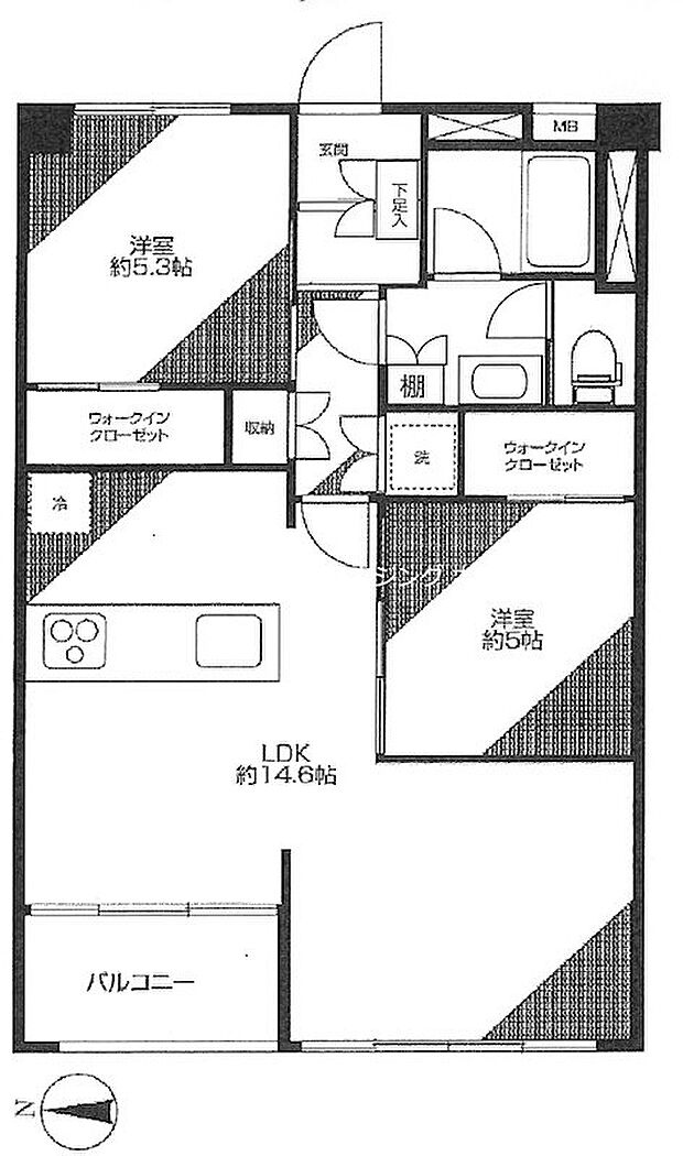 豊玉南住宅(2LDK) 4階の間取り図