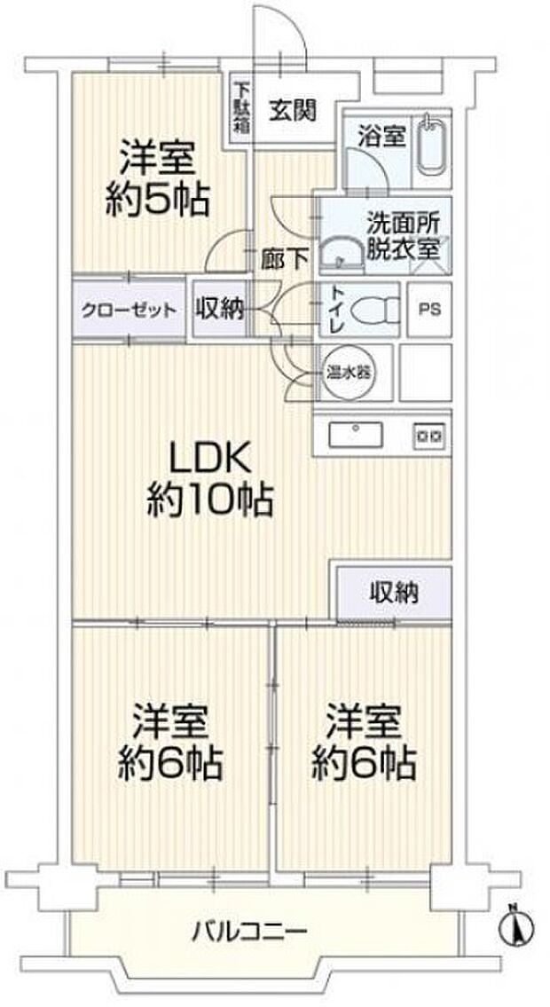 グリーンシティ師勝C棟(3LDK) 13階/1303の間取り図