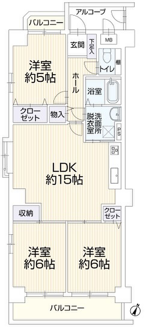 木田アイリス(3LDK) 7階の間取り図