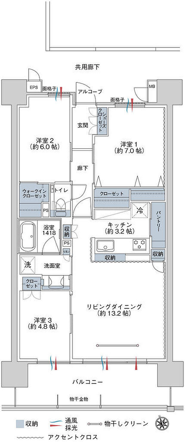 サーパス北長野駅レジデンス(3LDK) 5階の内観