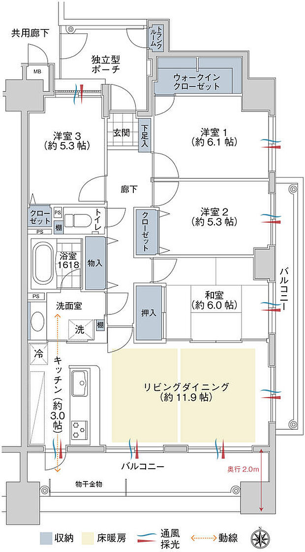 ガーデンハイツ松本本庄(4LDK) 13階の内観
