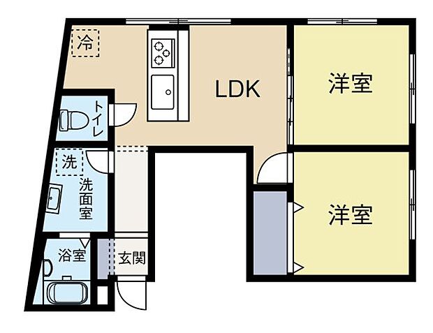 井の頭パークビューマンション(2LDK) 2階/201の間取り図