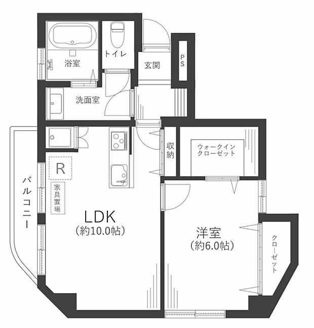 グリーンハイツ東三国(1LDK) 7階の間取り図