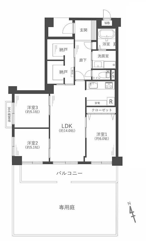 阪急宝塚線 石橋阪大前駅まで 徒歩15分(3SLDK) 1階の間取り図