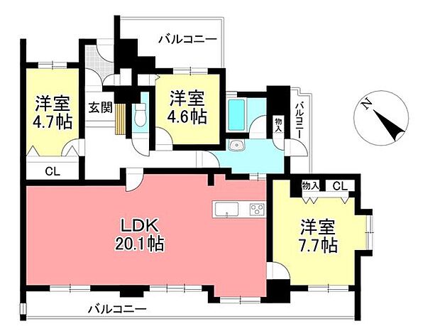 グローリアス豊田聖心町(3LDK) 8階の間取り図