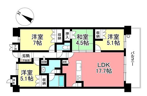 Tステージ永覚新町(4LDK) 5階の内観
