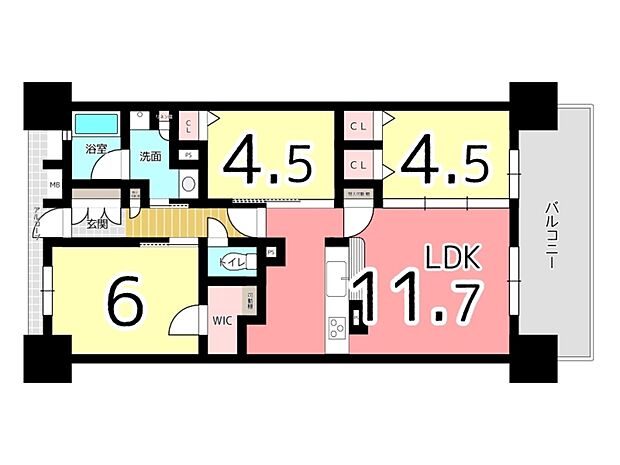プレサンスロジェ姫路II(3LDK) 7階の間取り図