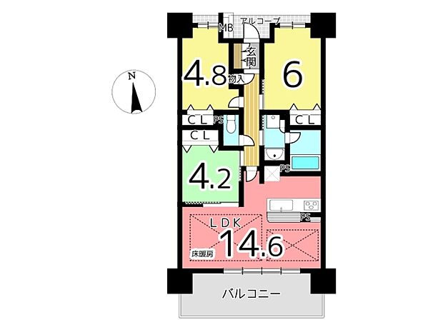 プレサンスロジェ姫路II(3LDK) 6階の内観