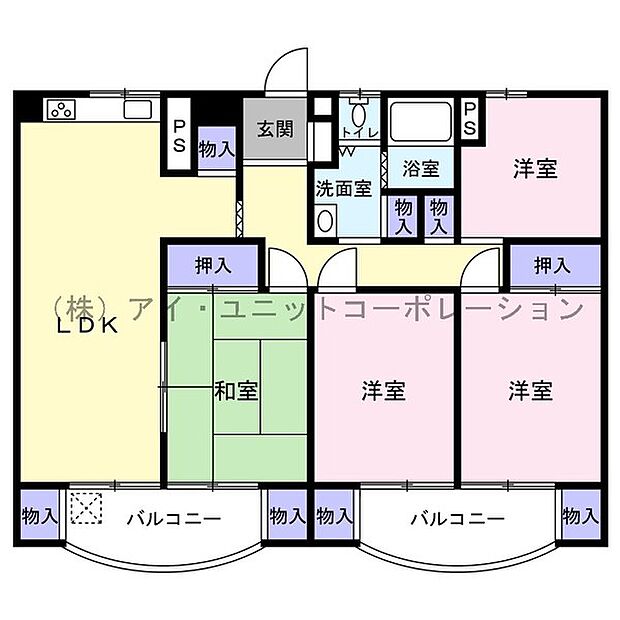 トーヨーマンション1号棟(3SLDK) 6階の間取り図