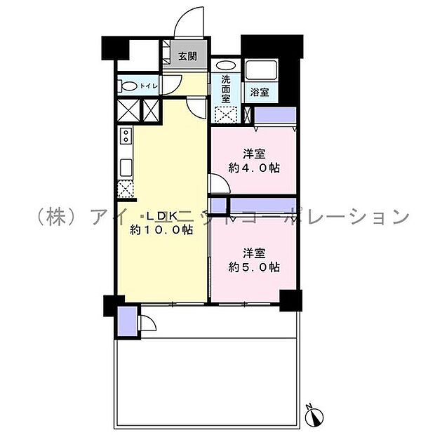 西船橋住宅(2LDK) 1階の間取り図