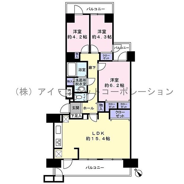 船橋ビレジ(3LDK) 9階の間取り図