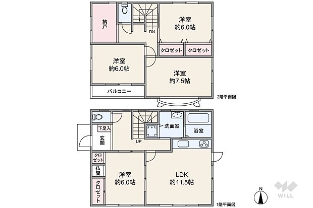 間取り図。延床面積101.02平米の4LDK＋N。各居室ゆったりとしており、収納スペースも充実しています。