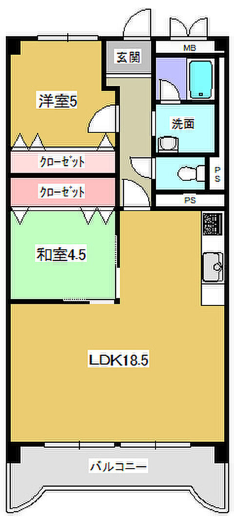 グランドメゾン長堀(2LDK) 8階の間取り図