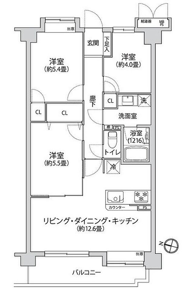 クリオ多摩永山参番館(3LDK) 1階の間取り図