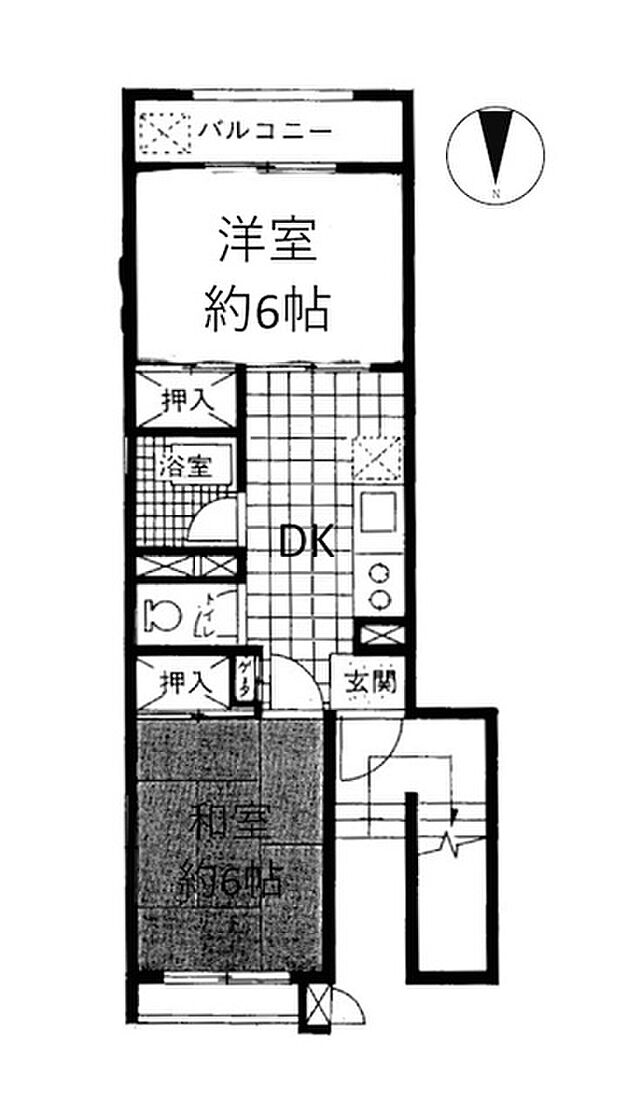 狛江和泉ハイツ(2DK) 2階の間取り図