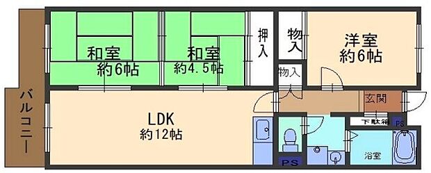 八戸ノ里第二ガーデンハイツ(3LDK) 6階/大規模改修中／リフォーム済みの間取り図