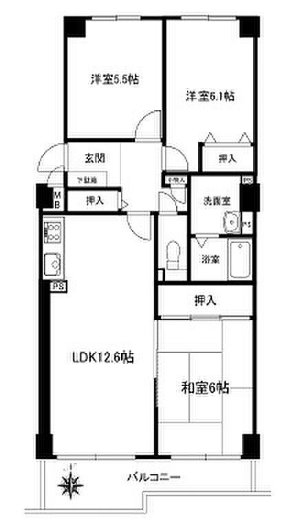 フォルム石切さくら坂(3LDK) 8階/眺望良好／閑静な住宅地の間取り図