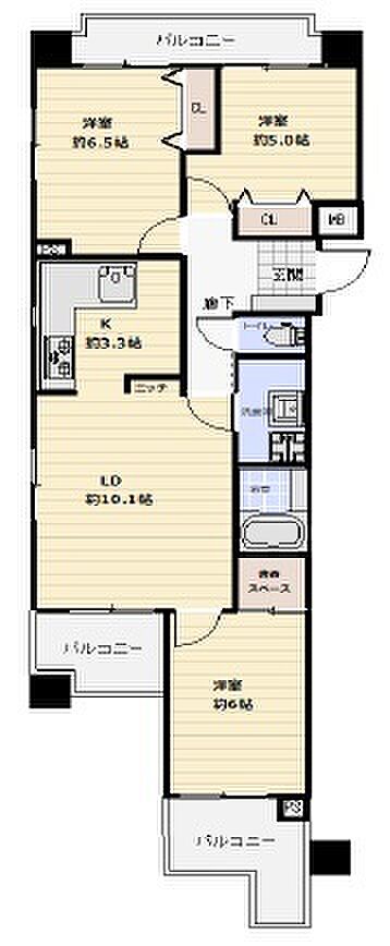 レジオン東大阪(3LDK) 4階/角部屋/全室洋室/デザイナーズの間取り図