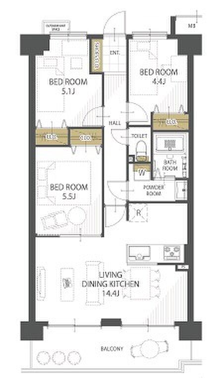 四季彩都くすのき館(3LDK) 7階の間取り図