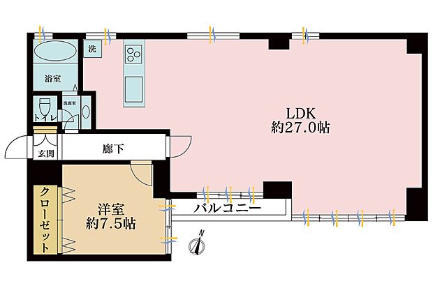 ニューフジマンション(1LDK) 3階の間取り図