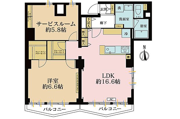 ニュー松が谷マンション(2LDK) 9階の間取り図