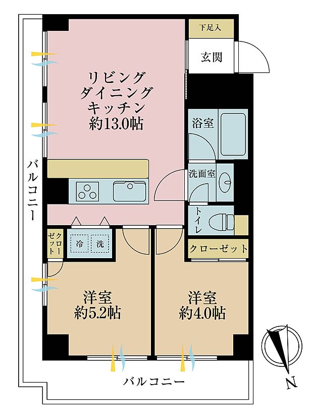 仲町山屋マンション(2LDK) 3階の間取り図