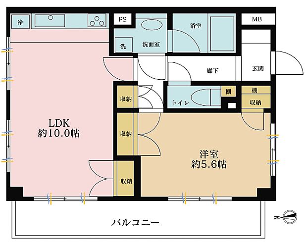 藤和シティホームズ高田馬場(1LDK) 4階の間取り図