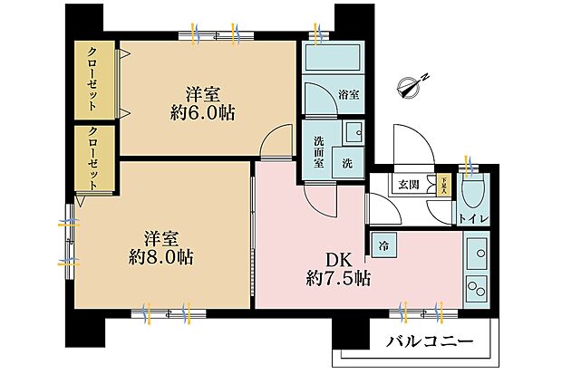 中銀世田谷マンシオン二号館(2DK) 3階の間取り図