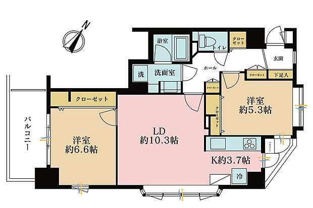 ヴィア・シテラ・東京(2LDK) 9階の間取り図