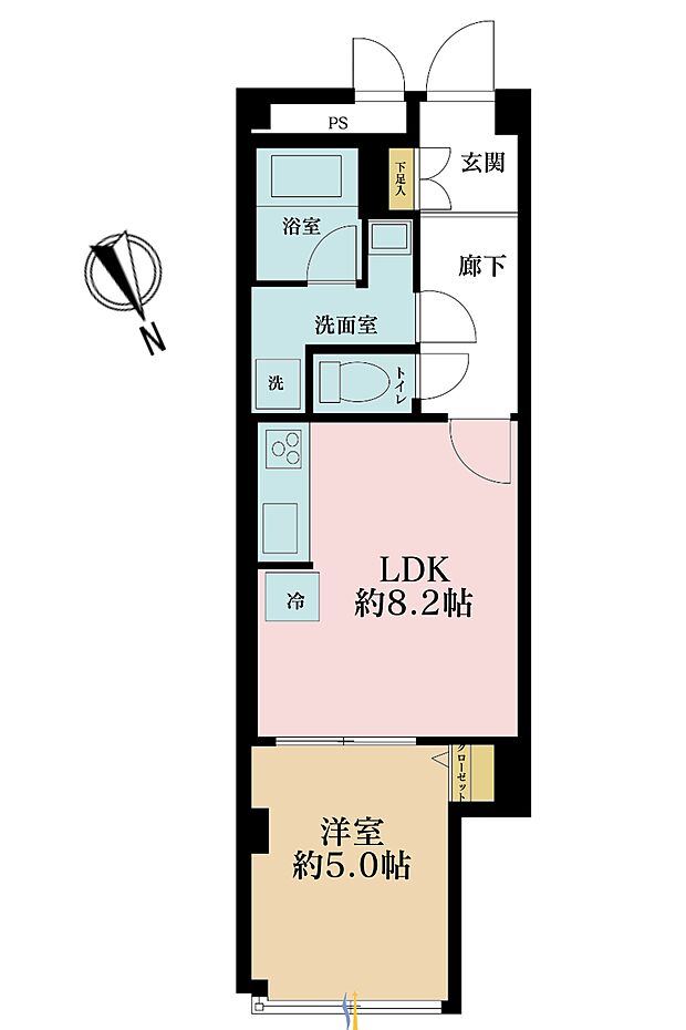 バルミー赤坂(1LDK) 2階の間取り図