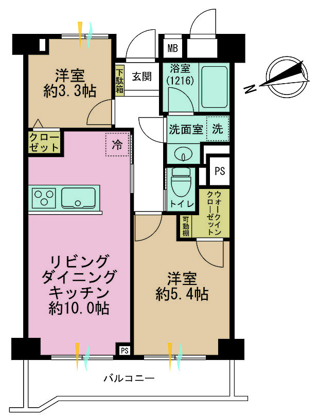 ライオンズマンション墨田(2LDK) 3階の間取り図