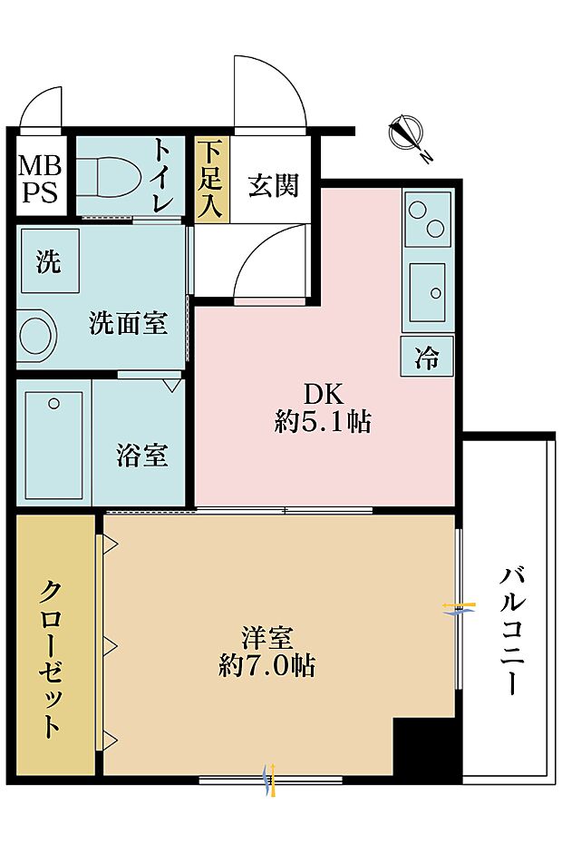 シャンボール五反田(1DK) 3階の間取り図
